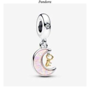 Pandora Two-tone Key & Moon Dangle Charm